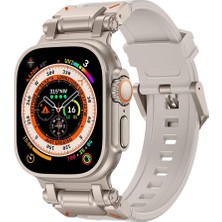 Ile Uyumlu Ultra 49MM KRD-101 Titanyum Metal Başlıklı Silikon Kordon Starlight-Titanyum