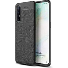 Oppo Reno 3 Pro Için Kılıf Deri Dokulu Silikon Siyah [reno 3 Pro ile Uyumlu Kılıf - Siyah]