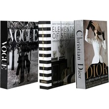 3'lü Element/vogue/sapka Dekoratif Kitap Kutu