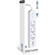 Akım Korumalı Çoklu Priz 3 Lü Grup Priz Çocuk Korumalı +2 USB +1 Type C Girişli 3lü Priz