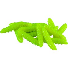 Yüzen Silikon Kurt - Glow Alabalık Yemi - 37MM - Sarımsak Kokulu - Fosfor Yeşili - Trout Bait