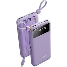 10.000 Mah Dijital Göstergeli Kendinden Kablolu Powerbank Mor PB-120