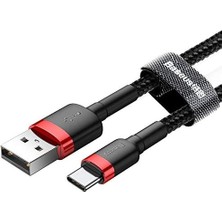Cafule Serisi 2A 3 Metre Örgü Tasarım Type-C Data Şaj Kablosu Siyah