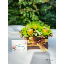 PremiumPort Yılbaşı Çiçek ve Çikolata Hediye Kutusu, Sevgili, Anne ve Arkadaşlar Için