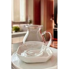 6 Lı Kulplu Tombul Çay Bardağı Kazan Çay Bardağı Borosilikat Isıya Dayanıklı Sunum Balon Çay Bardağı