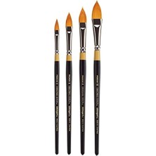 B-100 Premium 4 Adet. Orijinal Altın 9930 Serisi Oval Çiçekli Petal Fırça Seti, Akrilik, Yağ, Boya, Kısa Saplı, 4 Fırça Için Sentetik Altın Taklon Boyutlar: 2, 6, 8, 10