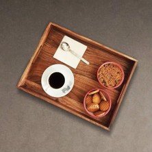 Doğal Akasya Ağacı Ahşap Çay, Kahvaltı ve Sunum Tepsisi – El Yapımı, Dekoratif ve Çok Amaçlı Servis Tepsisi (Akasya, 48X34 Cm)