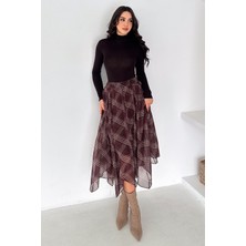 Noa Noa Kadın Asimetrik Kesim Ekose Midi Etek – Plaid Motion