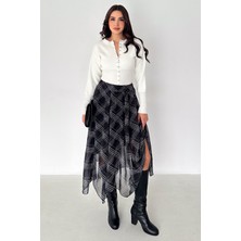 Noa Noa Kadın Asimetrik Kesim Ekose Midi Etek – Plaid Motion