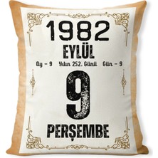 Caisya Doğum Günü Yıldönümü Hediyesi Takvim Yaprağı Hediyelik Dekoratif Yastık Kırlent 40X28CM Dolgulu