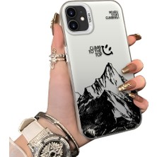 Ucuc iPhone 11 Uyumlu Sert Akrilik Arka Silikon Kenar Lens Koruma Dağ Deseni Kılıf