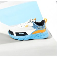 Minicup Kids Ultra Hafif Anatomik Taban Günlük Esnek Erkek Spor Ayakkabı Beyaz Mavi