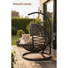 Feyza Design El Örgüsü Siyah Kedi Salıncağı ve Hamak, Lüks Tasarım Kedi Evi