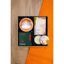 PremiumPort Yaldızlı Fincan, Ahşap Defter ve Kokulu Türk Kahvesi Seti Şık Hediye Seçeneği