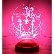 PremiumPort Kişiye Özel 3D LED Burçlar Terazi Temalı Dekorasyon Lambası