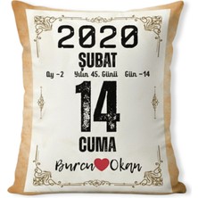 Caisya Sevgililer Günü Hediyesi Takvim Yaprağı Hediyelik Dekoratif Yastık Kırlent 40X28CM Dolgulu