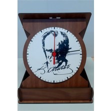 PremiumPort Atatürk Temalı Dekoratif Ahşap Plaket Saat, Şık ve Zarif Tasarım