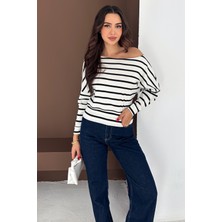 Noa Noa Kadın Omuz Açık Çizgili Bluz – Paris Touch
