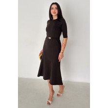 Noa Noa Kadın Kemer Detaylı Midi Elbise – Belted Elegance