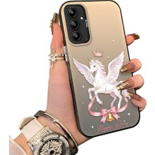 Ucuc Samsung Galaxy A14 Uyumlu Sert Akrilik Arka Silikon Kenar Lens Koruma Ince Desen Kılıf