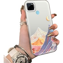 Ucuc Realme C21Y/C25Y Uyumlu Sert Akrilik Arka Silikon Kenar Lens Koruma Ince Desen Kılıf