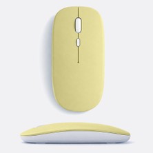 Sneezy MacBook iPad Uyumlu Bluetooth Şarjlı Mouse USB Dongle Şarj Kablosu Dahil Sessiz Ince ve Taşınabilir Sarı