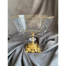 Atabey Home Kare Döküm Ayaklı Gold Detaylı Salata Kasesi & Sunum Kasesi Lav KRN299 1900 cc