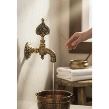 İsaoğlu Yapı Osmanlı Hamam Kurna Musluğu Eskitme Renk Ağır Model Desenli Pirinç Tüm Banyolara Uygundur
