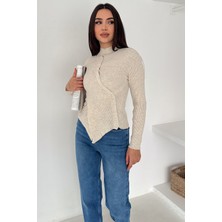 Noa Noa Kadın Asimetrik Düğme Detaylı Bluz – Diagonal Soft