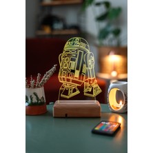 PremiumPort R2D2 Droid 3D Gece Lambası, 16 Renk, Işıklandırmalı, Eğlenceli Dekorasyon