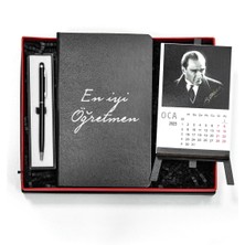 PremiumPort Öğretmenler Günü Özel Defter ve Kalem Seti, Atatürk Tasarımlı Masa Takvimi