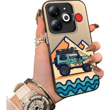 Ucuc Tecno Spark 20 Uyumlu Sert Akrilik Arka Silikon Kenar Lens Koruma Off-Road Deseni Kılıf