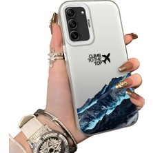 Ucuc Samsung Galaxy S21 Fe 5g Uyumlu Sert Akrilik Arka Silikon Kenar Lens Koruma Kar Dağı Deseni Kılıfı