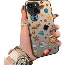 Ucuc iPhone 14 Uyumlu Sert Akrilik Arka Silikon Kenar Lens Koruma Dış Mekan Deseni Kılıfı