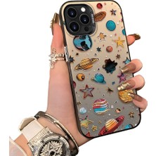 Ucuc iPhone 15 Pro Max Uyumlu Sert Akrilik Arka Silikon Kenar Lens Koruma Dış Mekan Deseni Kılıfı