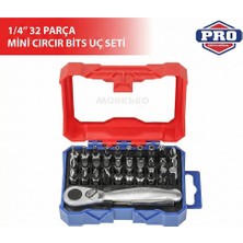 Workpro WP200534 32 Parça 1/4'’ Profesyonel Mini Cırcır Lokma Kollu Bits Vidalama Seti
