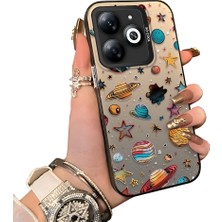 Ucuc Infinix Smart 8/8 Pro Uyumlu Sert Akrilik Arka Silikon Kenar Lens Koruma Dış Mekan Deseni Kılıfı