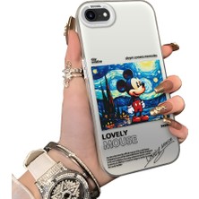 Ucuc iPhone 7/8/se 2020 2022 Uyumlu Sert Akrilik Arka Silikon Kenar Lens Koruma Mickey Mouse Kılıf