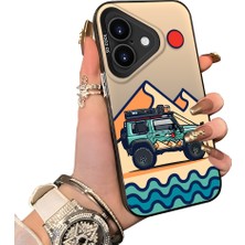 Ucuc iPhone 16 Uyumlu Sert Akrilik Arka Silikon Kenar Lens Koruma Off-Road Deseni Kılıf