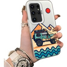 Ucuc Samsung Galaxy S23 Ultra Uyumlu Sert Akrilik Arka Silikon Kenar Lens Koruma Off-Road Deseni Kılıf