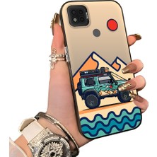 Ucuc Poco C31 Uyumlu Sert Akrilik Arka Silikon Kenar Lens Koruma Off-Road Deseni Kılıf