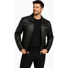 Derije Jack Hakiki Deri Erkek Siyah Ceket