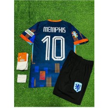Hollanda Euro 2024 Memphis Depay Deplasman Çocuk Forması 4'lü Set