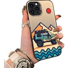 Ucuc iPhone 15 Pro Uyumlu Sert Akrilik Arka Silikon Kenar Lens Koruma Off-Road Deseni Kılıf