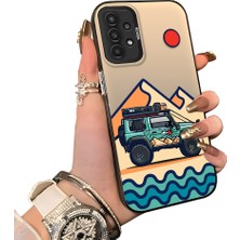 Ucuc Samsung Galaxy A13 4g Uyumlu Sert Akrilik Arka Silikon Kenar Lens Koruma Off-Road Deseni Kılıf