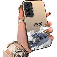 Ucuc Samsung Galaxy A34 Uyumlu Sert Akrilik Arka Silikon Kenar Lens Koruma Kar Dağı Deseni Kılıfı