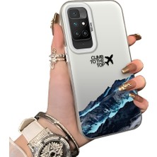 Ucuc Redmi 10 2022 Uyumlu Sert Akrilik Arka Silikon Kenar Lens Koruma Kar Dağı Deseni Kılıfı