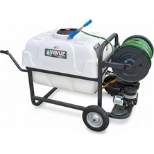 Yavuz Y400 400LT 22LIK Pompa 100MT Hortum Tekerlekli Basınçlı Bahçe Ilaçlama Pülverizatörü