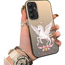 Ucuc Samsung Galaxy A34 Uyumlu Sert Akrilik Arka Silikon Kenar Lens Koruma Ince Desen Kılıf