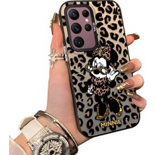 Ucuc Samsung Galaxy S22 Ultra Uyumlu Sert Akrilik Arka Silikon Kenar Lens Koruma Mickey Mouse Kılıf